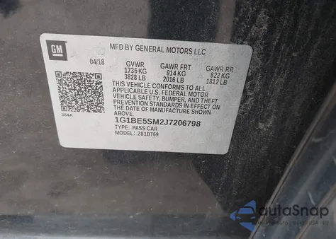 2018 Chevrolet Cruze Lt Auto from USA, damaged, VIN 1G1BE5SM2J7206798